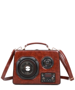 Bluetooth Speaker Satchel Shoulder Handbag 2201 BROWN